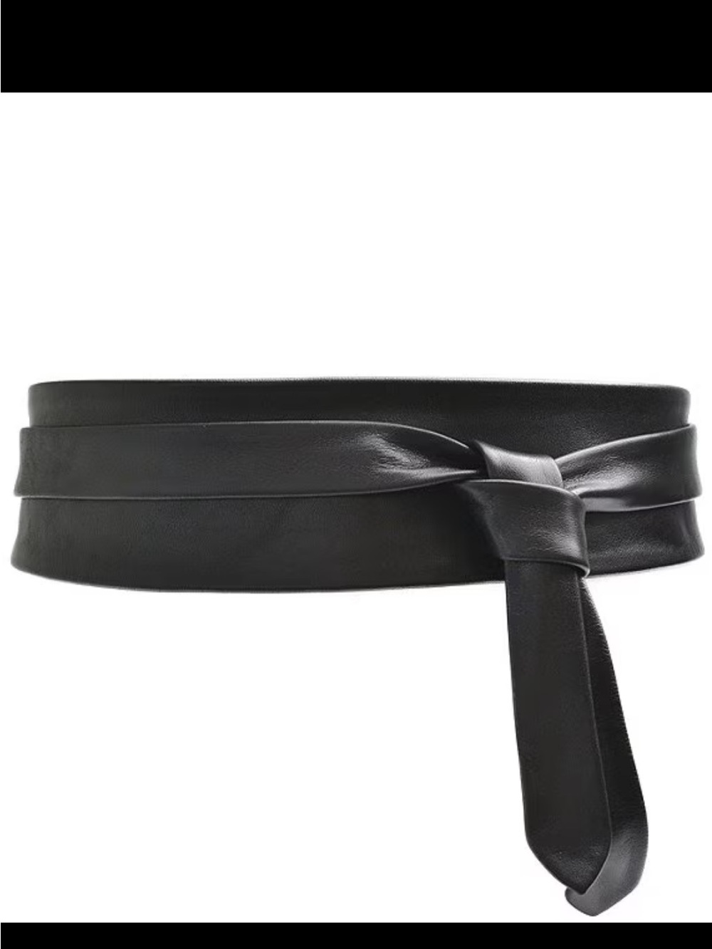 ADA COLLECTION midi wrap belt in black leather NWOT